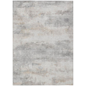 HomeRoots 5 X 8 Abstract Silver Gray Polyester Area Rug Washable for Indoor Outdoor Use 746045