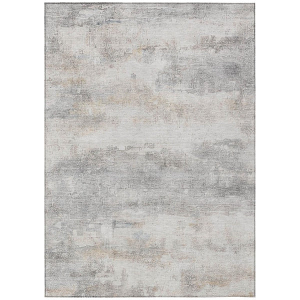 HomeRoots 5 X 8 Abstract Silver Gray Polyester Area Rug Washable for Indoor Outdoor Use 746045