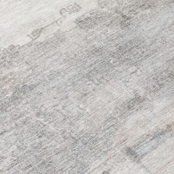 5 X 8 Abstract Silver Gray Polyester Area Rug Washable for Indoor Outdoor Use