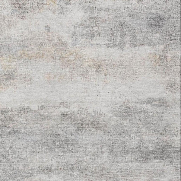 8 X 10 Abstract Polyester Area Rug Washable Indoor Outdoor Silver Gray