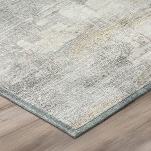 9x12 Silver Gray Abstract Polyester Area Rug Washable for Indoor Outdoor Use