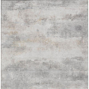 10 X 14 Silver Gray Abstract Polyester Area Rug Washable for Indoor Outdoor Use