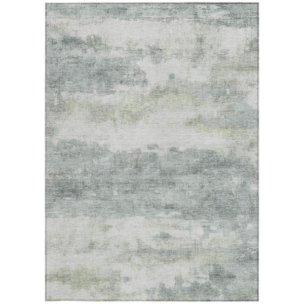 5x8 Teal Silver Abstract Polyester Area Rug Washable for Indoor Outdoor Use