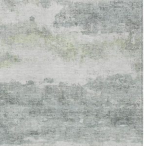 5x8 Teal Silver Abstract Polyester Area Rug Washable for Indoor Outdoor Use