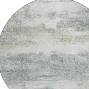 8 Foot Round Abstract Teal Polyester Area Rug Washable for Patio or Family Room