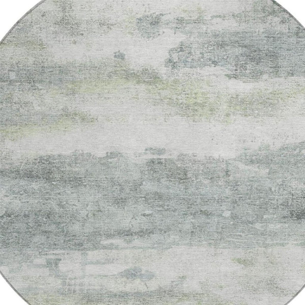 8 Foot Round Abstract Teal Polyester Area Rug Washable for Patio or Family Room