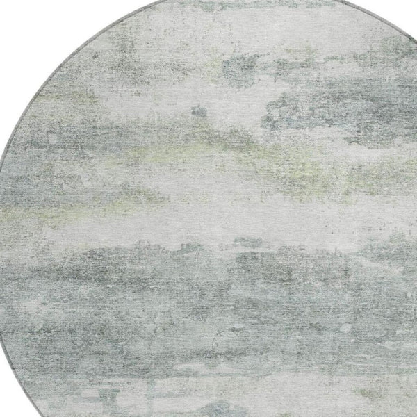 8 Foot Round Abstract Teal Polyester Area Rug Washable for Patio or Family Room