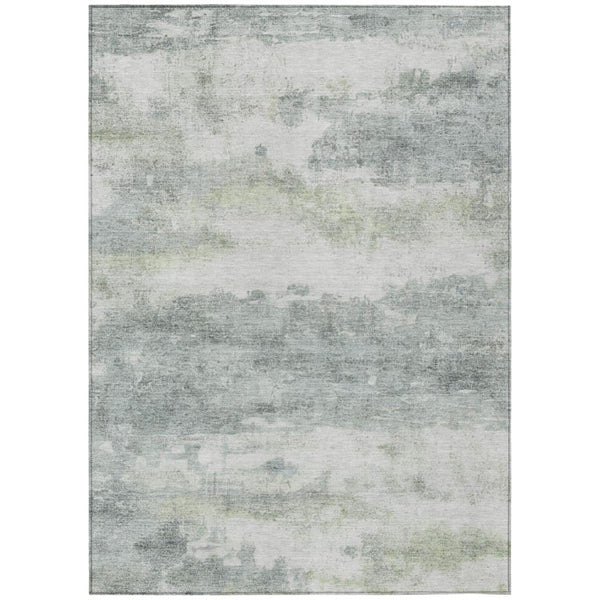 HomeRoots 9 X 12 Teal Silver Abstract Polyester Area Rug Stain Resistant for Patio or Living Room 746054