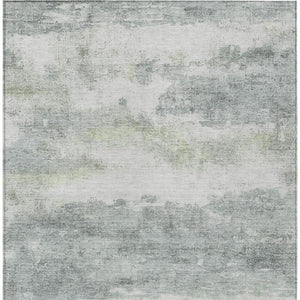 9 X 12 Teal Silver Abstract Polyester Area Rug Stain Resistant for Patio or Living Room