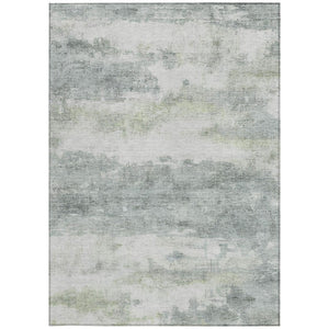 10 X 14 Abstract Teal Silver Washable Polyester Rug for Patios and Living Rooms