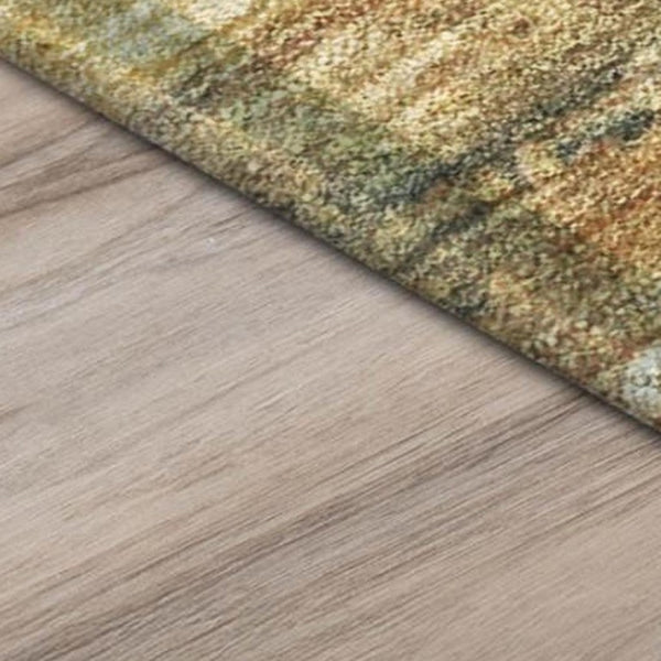 9 X 12 Abstract Green Ivory Polyester Area Rug Stain Resistant Indoor Outdoor Use