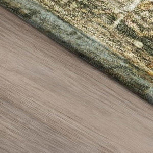 9 X 12 Abstract Green Ivory Polyester Area Rug Stain Resistant Indoor Outdoor Use