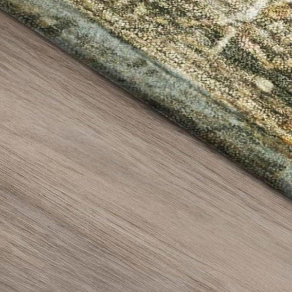 9 X 12 Abstract Green Ivory Polyester Area Rug Stain Resistant Indoor Outdoor Use