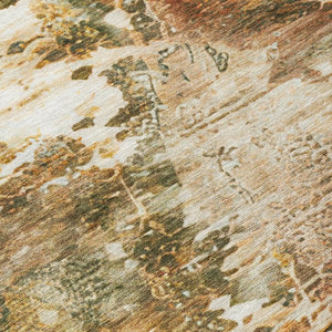 9 X 12 Abstract Green Ivory Polyester Area Rug Stain Resistant Indoor Outdoor Use