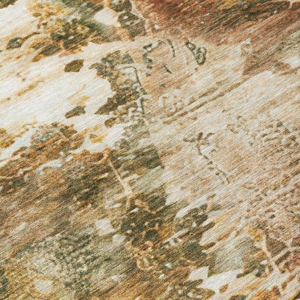 9 X 12 Abstract Green Ivory Polyester Area Rug Stain Resistant Indoor Outdoor Use