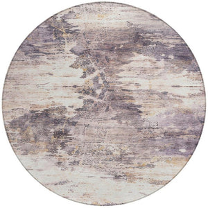 8 Foot Round Abstract Polyester Area Rug for Indoor Outdoor Stain Resistant Use