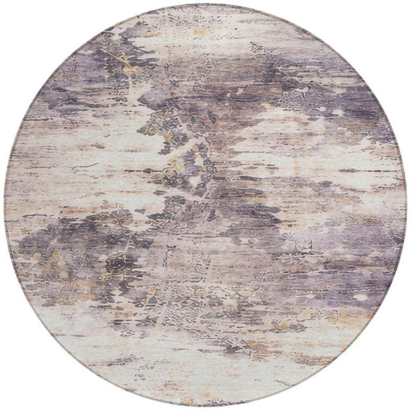 8 Foot Round Abstract Polyester Area Rug for Indoor Outdoor Stain Resistant Use