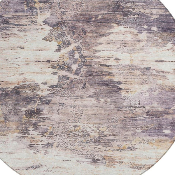 8 Foot Round Abstract Polyester Area Rug for Indoor Outdoor Stain Resistant Use