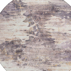 8 Foot Round Abstract Polyester Area Rug for Indoor Outdoor Stain Resistant Use