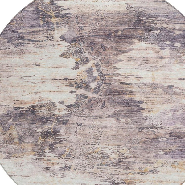 8 Foot Round Abstract Polyester Area Rug for Indoor Outdoor Stain Resistant Use