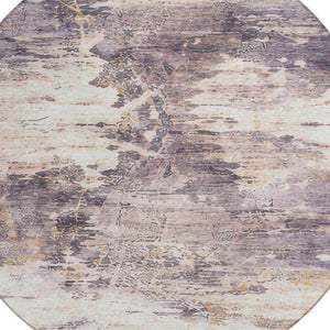 8 Foot Round Abstract Polyester Area Rug for Indoor Outdoor Stain Resistant Use