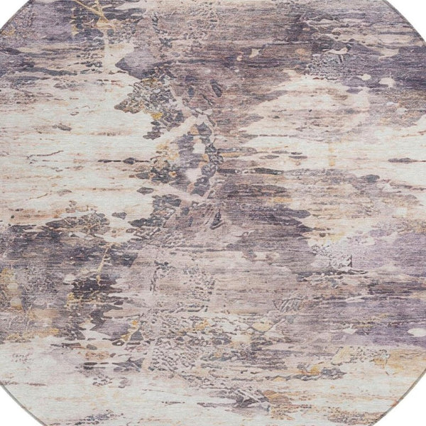 8 Foot Round Abstract Polyester Area Rug for Indoor Outdoor Stain Resistant Use