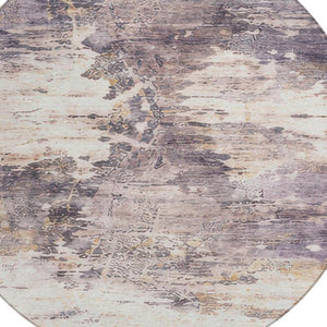 8 Foot Round Abstract Polyester Area Rug for Indoor Outdoor Stain Resistant Use
