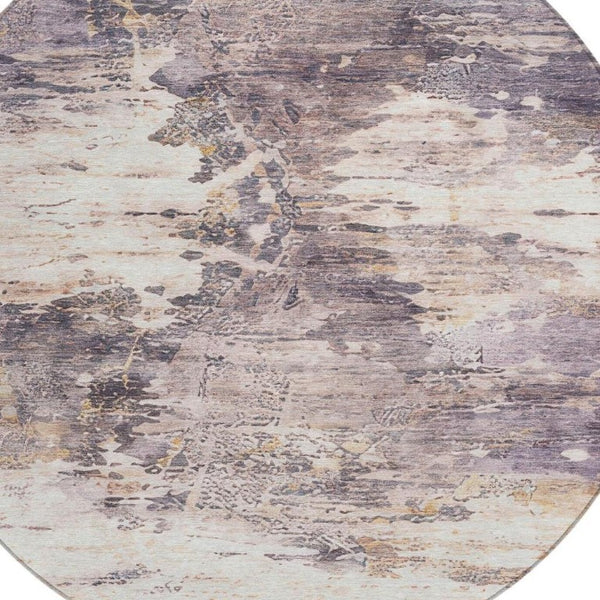 8 Foot Round Abstract Polyester Area Rug for Indoor Outdoor Stain Resistant Use