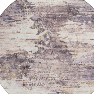 8 Foot Round Abstract Polyester Area Rug for Indoor Outdoor Stain Resistant Use
