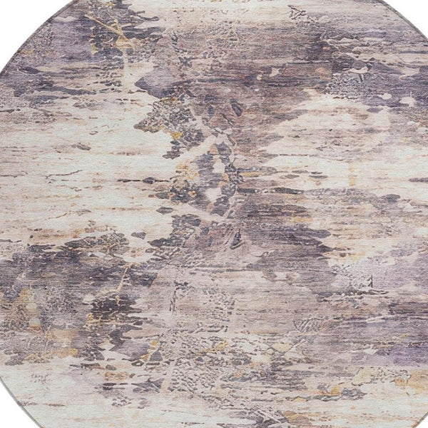 8 Foot Round Abstract Polyester Area Rug for Indoor Outdoor Stain Resistant Use