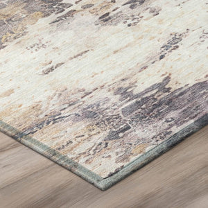 8 Foot Round Abstract Polyester Area Rug for Indoor Outdoor Stain Resistant Use