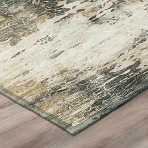HomeRoots 5x8 Abstract Pewter Gray Polyester Area Rug Washable for Indoor Outdoor Use 746087