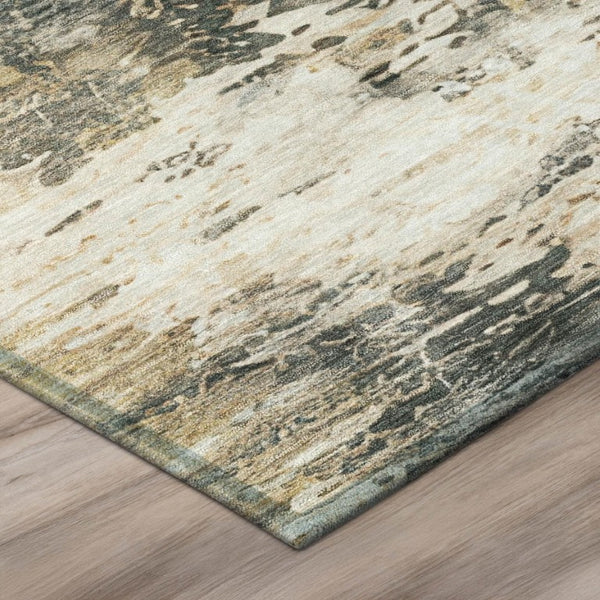 HomeRoots 5x8 Abstract Pewter Gray Polyester Area Rug Washable for Indoor Outdoor Use 746087