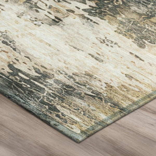 9x12 Pewter Gray Abstract Polyester Area Rug Stain Resistant Indoor Outdoor Use