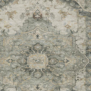 5 X 8 Floral Medallion Polyester Area Rug Washable for Indoor Outdoor Spaces