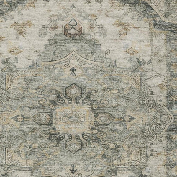 5 X 8 Floral Medallion Polyester Area Rug Washable for Indoor Outdoor Spaces