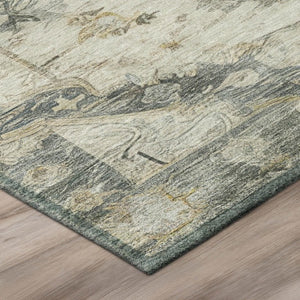 8 Foot Round Medallion Floral Polyester Rug Washable for Patio Porch or Family Room