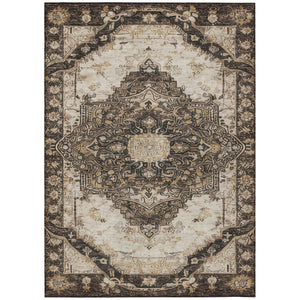 HomeRoots 9 X 12 Floral Medallion Polyester Area Rug Washable Stain Resistant Indoor Outdoor Use 746114