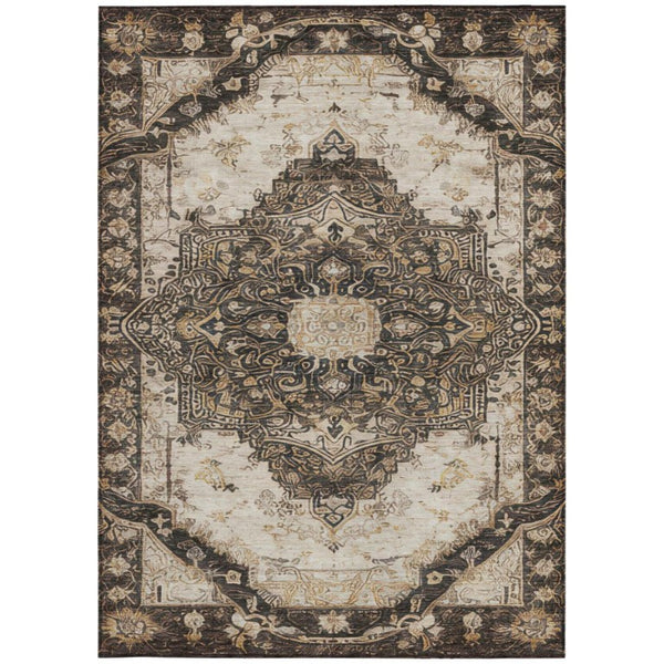 9 X 12 Floral Medallion Polyester Area Rug Washable Stain Resistant Indoor Outdoor Use