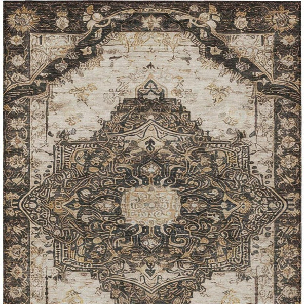 9 X 12 Floral Medallion Polyester Area Rug Washable Stain Resistant Indoor Outdoor Use