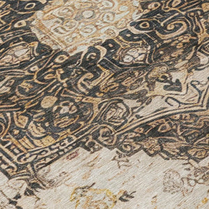 9 X 12 Floral Medallion Polyester Area Rug Washable Stain Resistant Indoor Outdoor Use