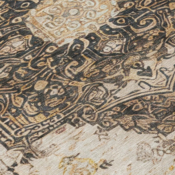 9 X 12 Floral Medallion Polyester Area Rug Washable Stain Resistant Indoor Outdoor Use
