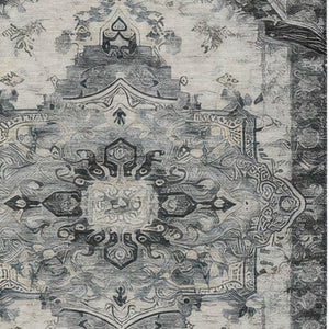 5x8 Washable Polyester Area Rug with Floral Medallion Pattern for Indoor Outdoor Use