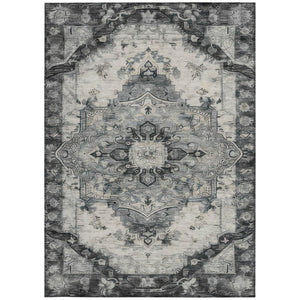 5x8 Washable Polyester Area Rug with Floral Medallion Pattern for Indoor Outdoor Use