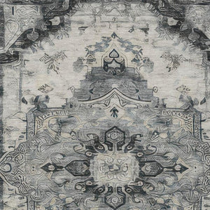 5x8 Washable Polyester Area Rug with Floral Medallion Pattern for Indoor Outdoor Use