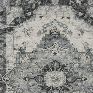 5x8 Washable Polyester Area Rug with Floral Medallion Pattern for Indoor Outdoor Use