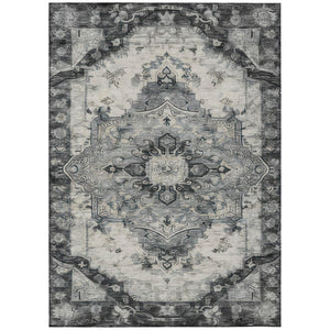 HomeRoots 9x12 Floral Medallion Polyester Area Rug Stain Resistant Washable Indoor Outdoor 746120