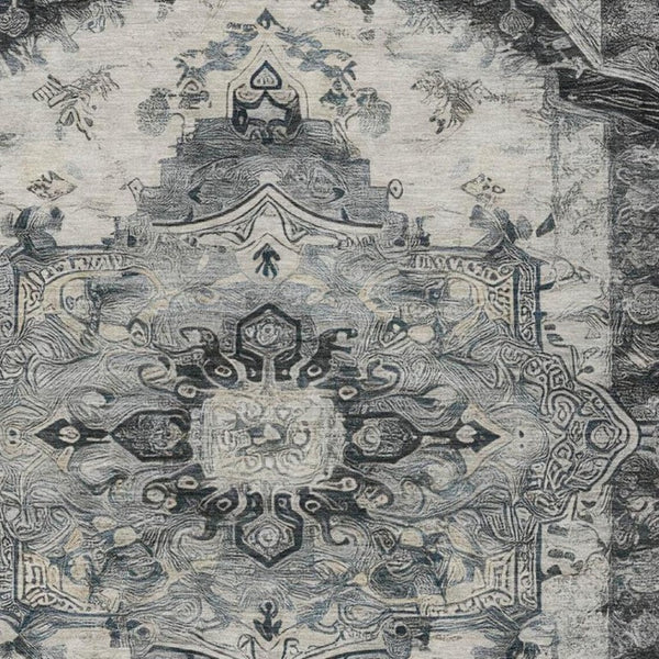 9x12 Floral Medallion Polyester Area Rug Stain Resistant Washable Indoor Outdoor