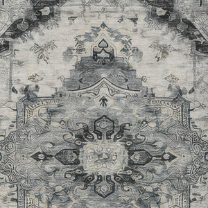 9x12 Floral Medallion Polyester Area Rug Stain Resistant Washable Indoor Outdoor