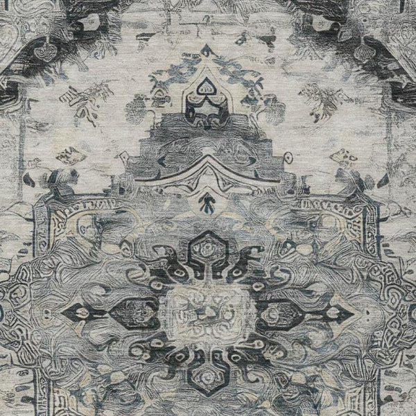 9x12 Floral Medallion Polyester Area Rug Stain Resistant Washable Indoor Outdoor